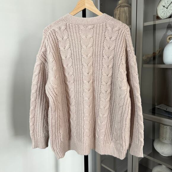 Jenni Kayne Cable Knit Cocoon Blush Cardigan XS NEW Pink Button Front Sweater - Picture 5 of 7